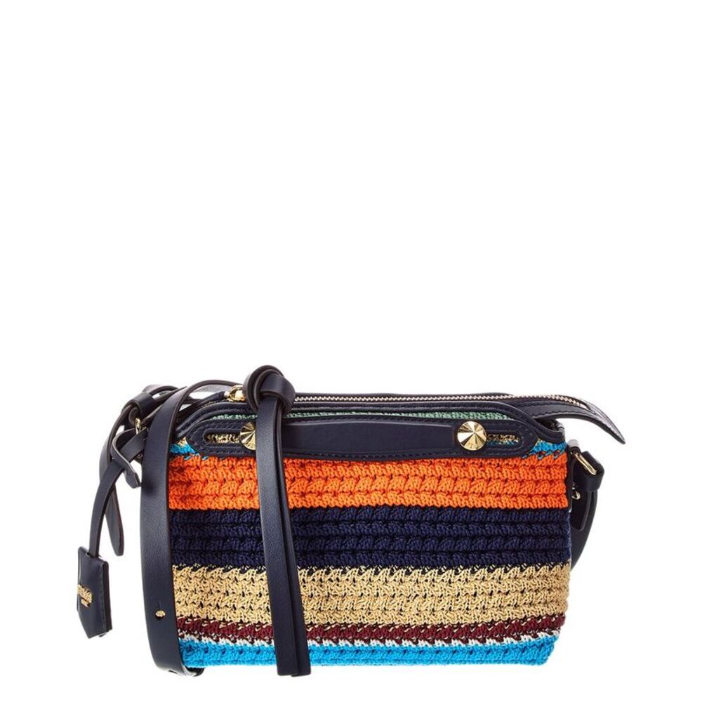 Fendi By The Way Soft Mini Crochet & Leather Satchel, Blue